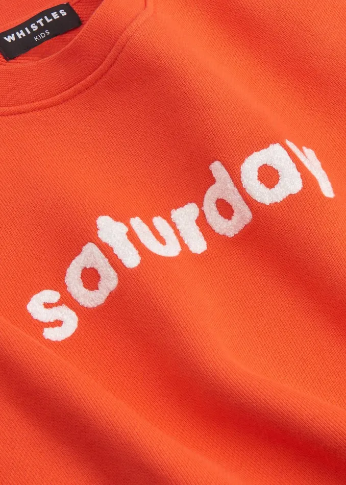 Kids Tops Whistles Red Saturday Sweatshirt