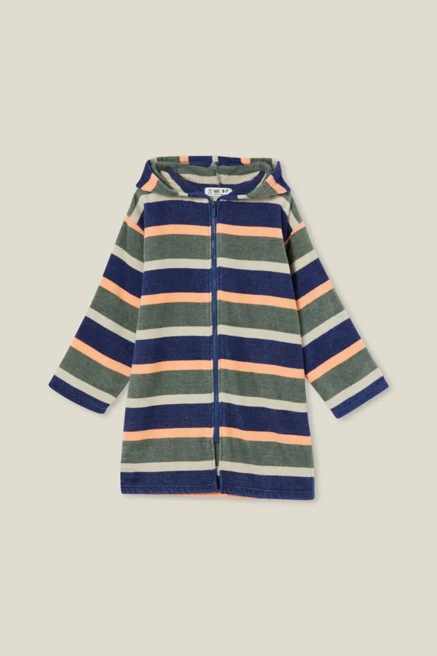 Kids Zip Thru Hooded Towel In The Navymulti Stripe Boys Cotton On Swimwear