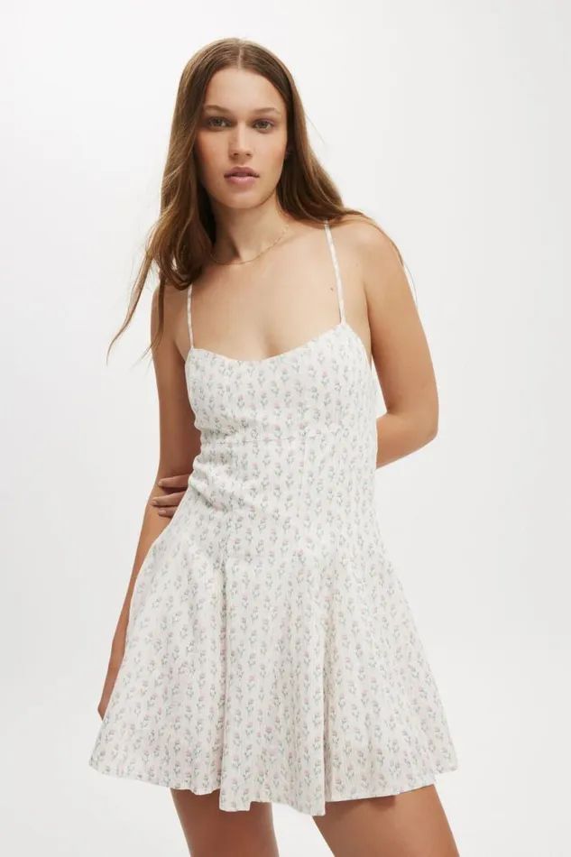 Kiera Godet Hem Mini Dress Tulip Ditsy Gardenia Women Cotton On Dresses