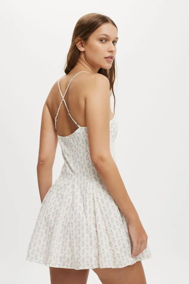 Kiera Godet Hem Mini Dress Tulip Ditsy Gardenia Women Cotton On Dresses