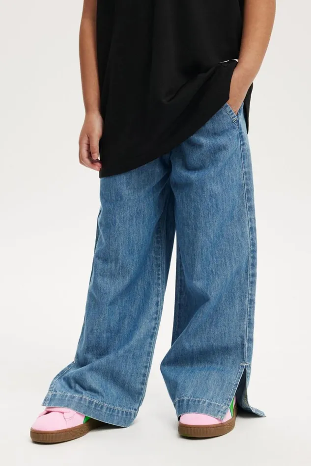 Kirsty Wide Leg Jean Weekend Wash Girls Cotton On Leggings Pants and Jeans