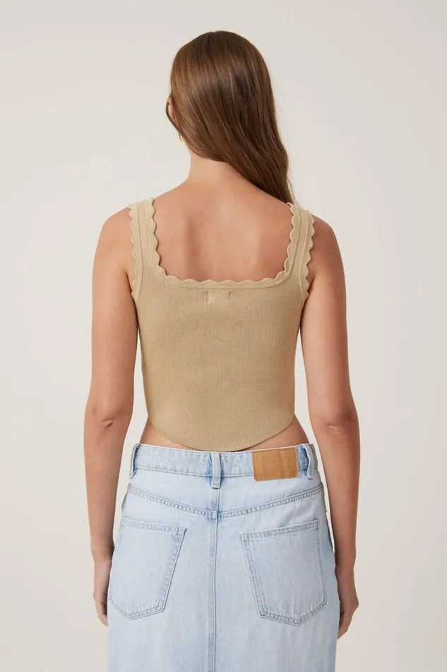 Knit Corset Cami Sand Dune Women Cotton On Tops