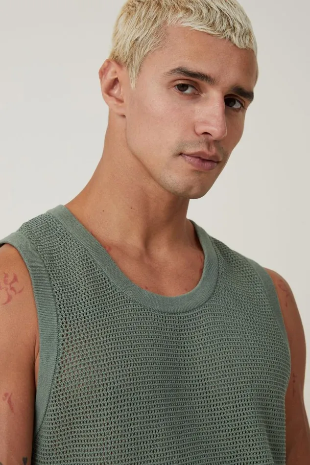 Knit Tank Sage Green Men Cotton On Tees and Tanks Knit Tank Sage Green Men Cotton On Tees and Tanks
