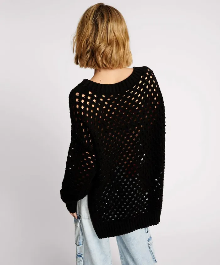 KNITTED FISHNET ZIP SIDE SWEATER Women One Teaspoon Knitwear KNITTED FISHNET ZIP SIDE SWEATER Women One Teaspoon Knitwear