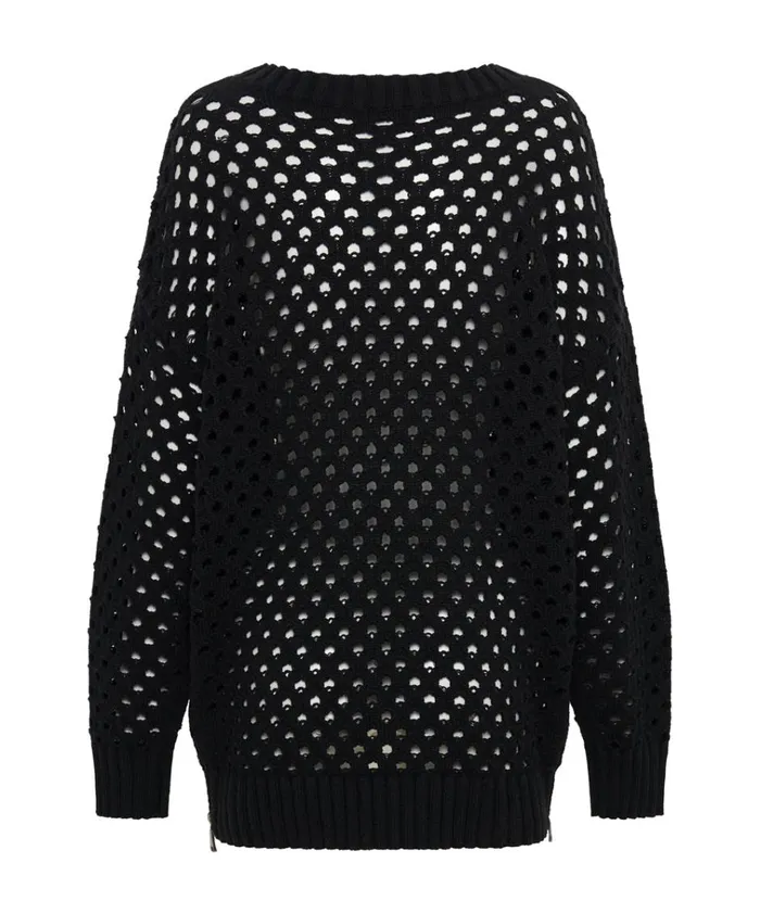 KNITTED FISHNET ZIP SIDE SWEATER Women One Teaspoon Knitwear KNITTED FISHNET ZIP SIDE SWEATER Women One Teaspoon Knitwear