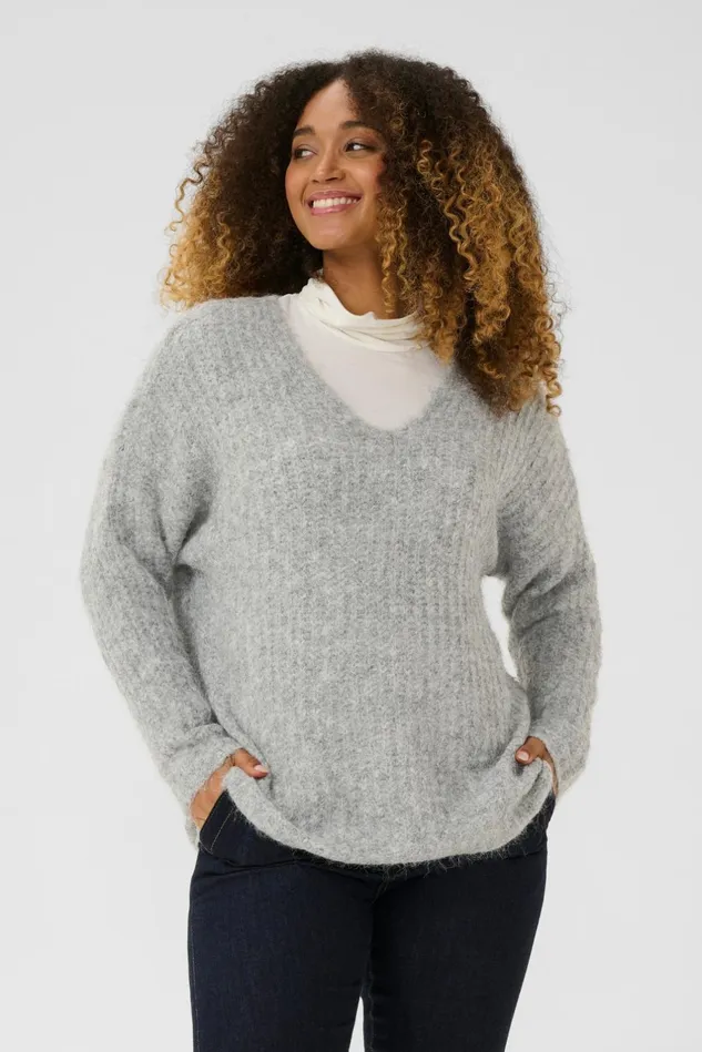 Knitwear and Cardigans Women CULTURE CUbrava Knitted Sweater Light Grey Melange