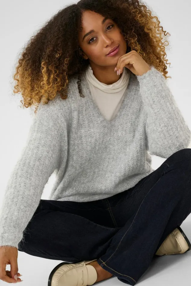 Knitwear and Cardigans Women CULTURE CUbrava Knitted Sweater Light Grey Melange
