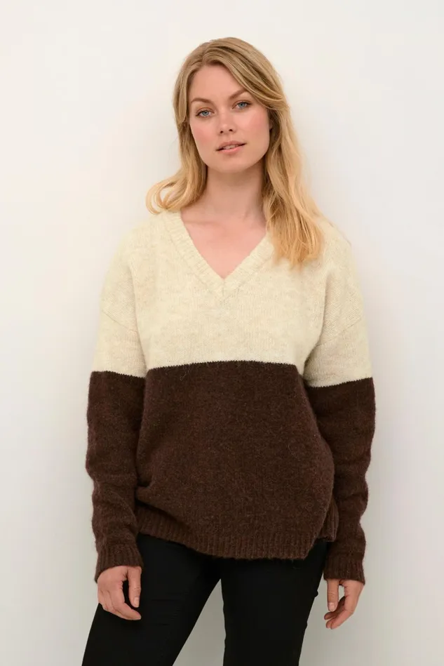 Knitwear and Cardigans Women CULTURE CUkimmy Pullover Oyster Potting Soil Melange Knitwear and Cardigans Women CULTURE CUkimmy Pullover Oyster Potting Soil Melange