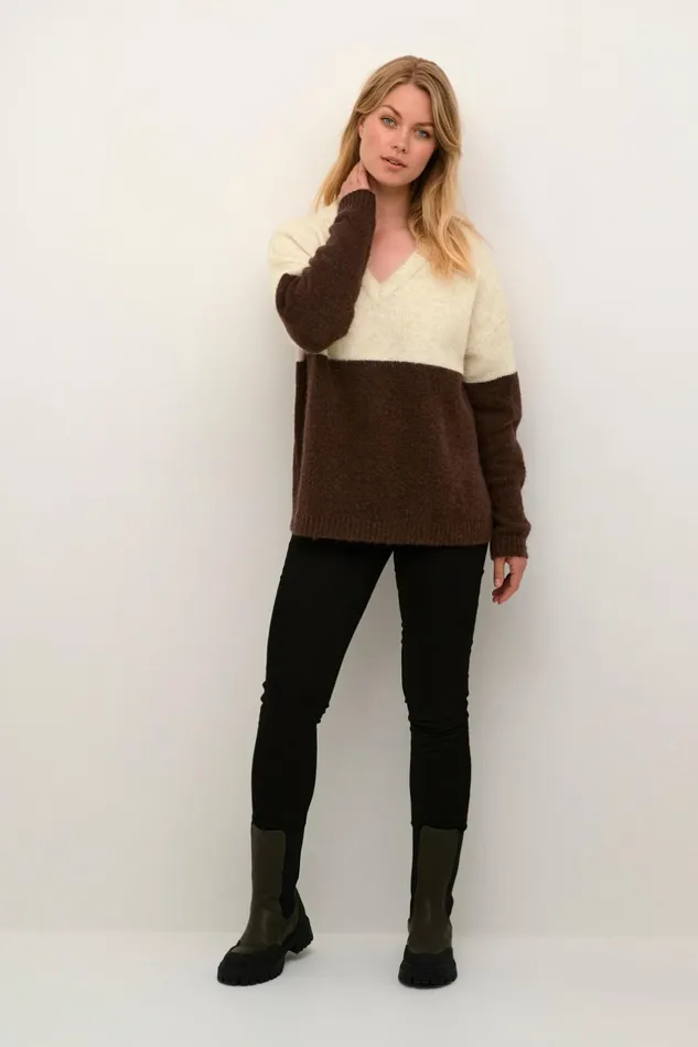 Knitwear and Cardigans Women CULTURE CUkimmy Pullover Oyster Potting Soil Melange