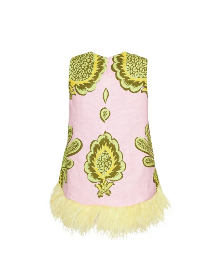 La Scala Top With Feathers Big Pineapple Pink Women La Double J Shirts and Tops La Scala Top With Feathers Big Pineapple Pink Women La Double J Shirts and Tops