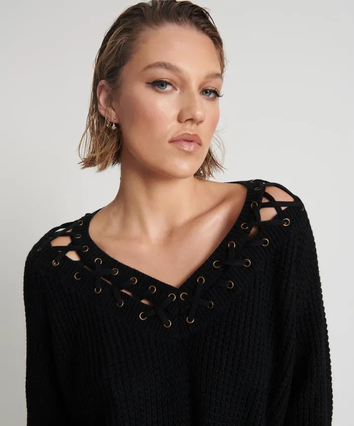 LACED UP KNIT SWEATER Women One Teaspoon Knitwear