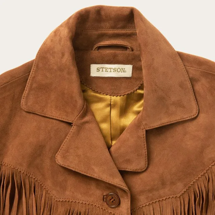 Lamb Suede Fringed Jacket Brown Women Stetson Fringe Jackets
