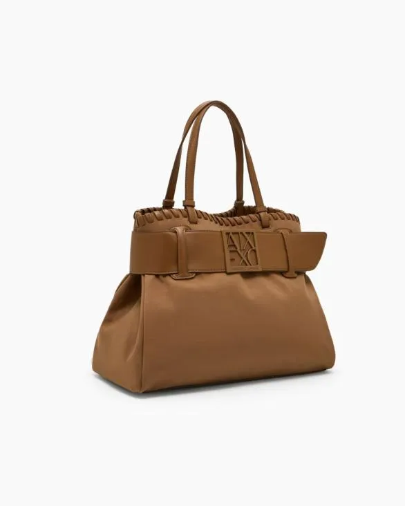 Large Shoulder Bag With ASV Logo Detail Brown Women Armani Shoppers Large Shoulder Bag With ASV Logo Detail Brown Women Armani Shoppers