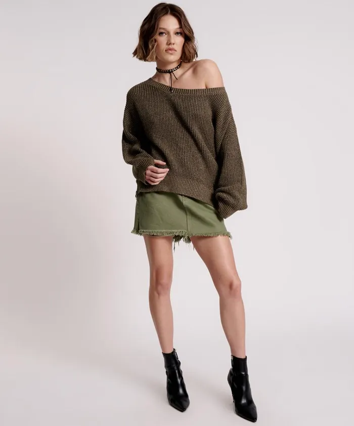 LE FREAK METALLIC ZIPPED KNIT SWEATER Women One Teaspoon Knitwear