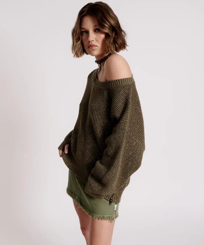 LE FREAK METALLIC ZIPPED KNIT SWEATER Women One Teaspoon Knitwear LE FREAK METALLIC ZIPPED KNIT SWEATER Women One Teaspoon Knitwear
