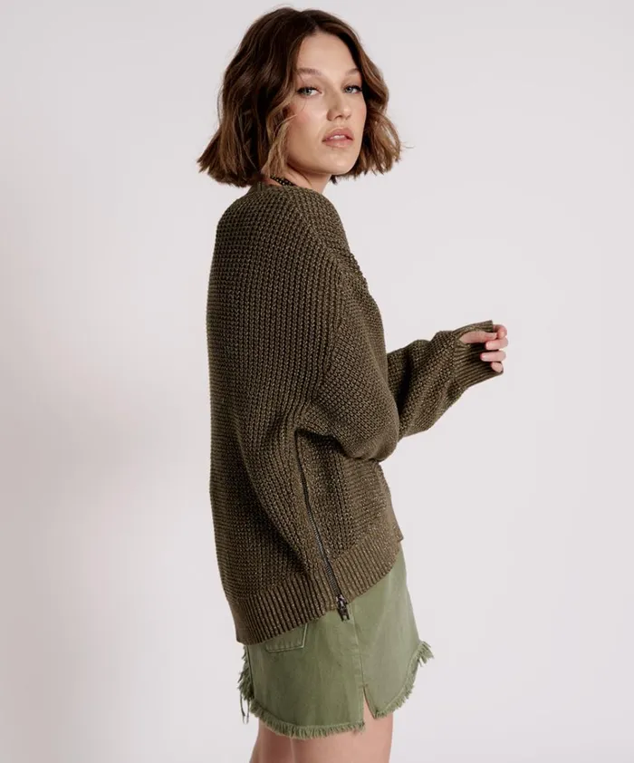 LE FREAK METALLIC ZIPPED KNIT SWEATER Women One Teaspoon Knitwear LE FREAK METALLIC ZIPPED KNIT SWEATER Women One Teaspoon Knitwear