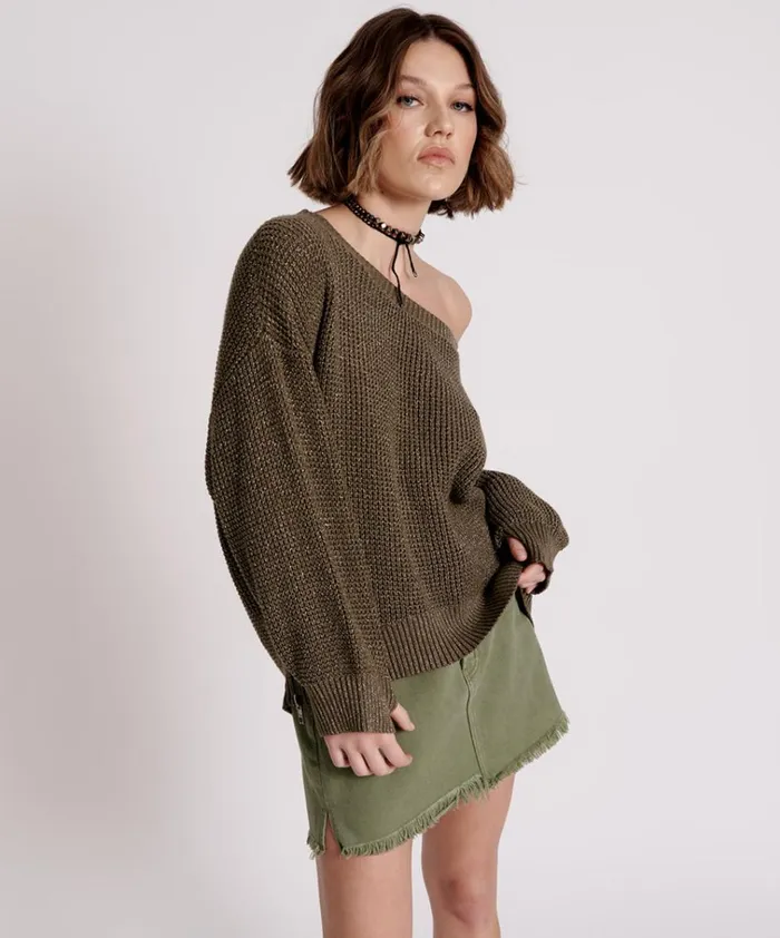 LE FREAK METALLIC ZIPPED KNIT SWEATER Women One Teaspoon Knitwear LE FREAK METALLIC ZIPPED KNIT SWEATER Women One Teaspoon Knitwear