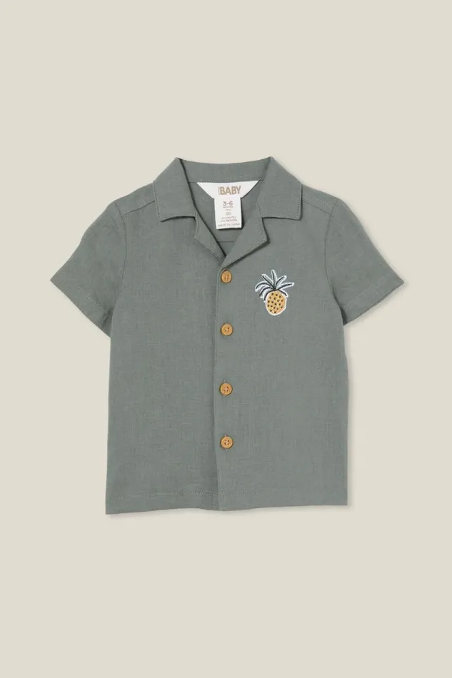 Leo Cuban Relaxed Shirt Swag Green Tropic Pinapple Baby Cotton On Tops Jackets and Sweaters