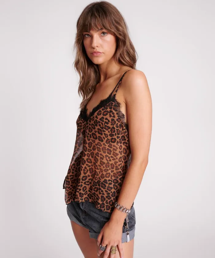 LEOPARD AND LACE CAMI TOP Women One Teaspoon Tops LEOPARD AND LACE CAMI TOP Women One Teaspoon Tops