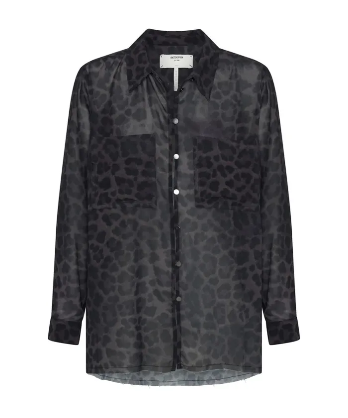 LEOPARD CHIFFON LONGLINE SHIRT Women One Teaspoon Shirts LEOPARD CHIFFON LONGLINE SHIRT Women One Teaspoon Shirts