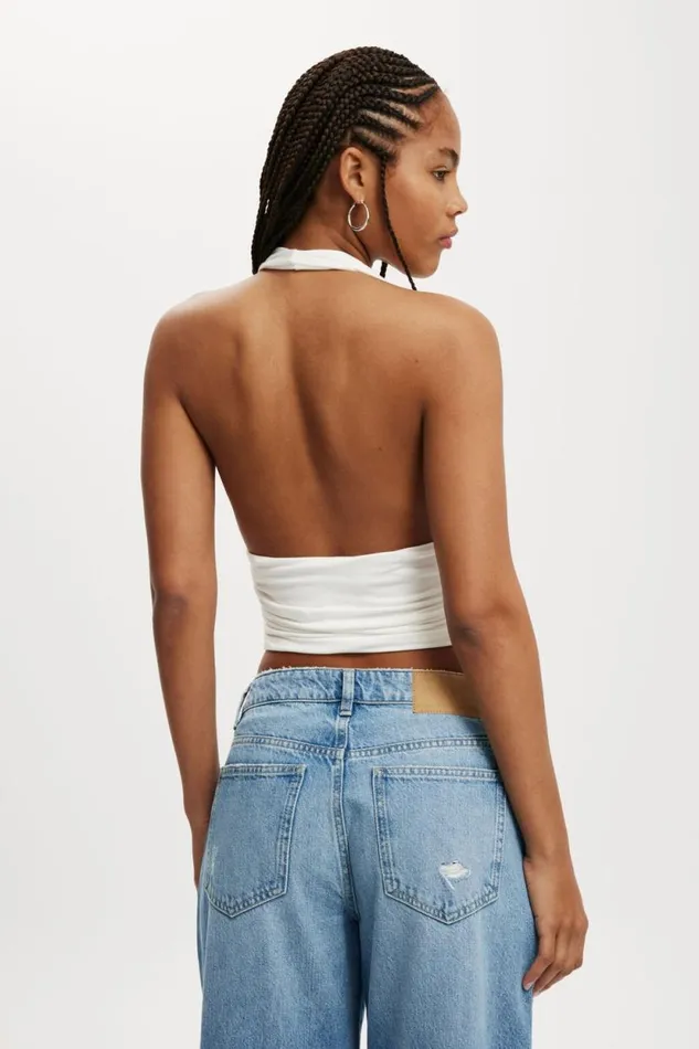 Lexa Cowl Neck Halter Top Natural White Women Cotton On Tops