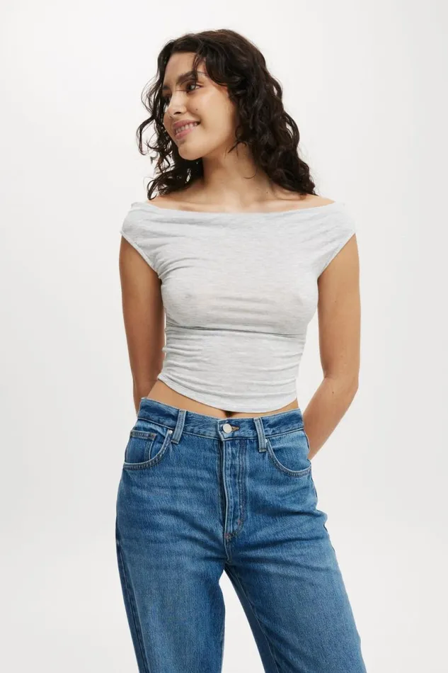 Lexa Off The Shoulder Top Grey Marle Women Cotton On Tops