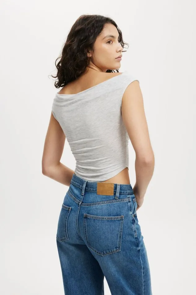 Lexa Off The Shoulder Top Grey Marle Women Cotton On Tops