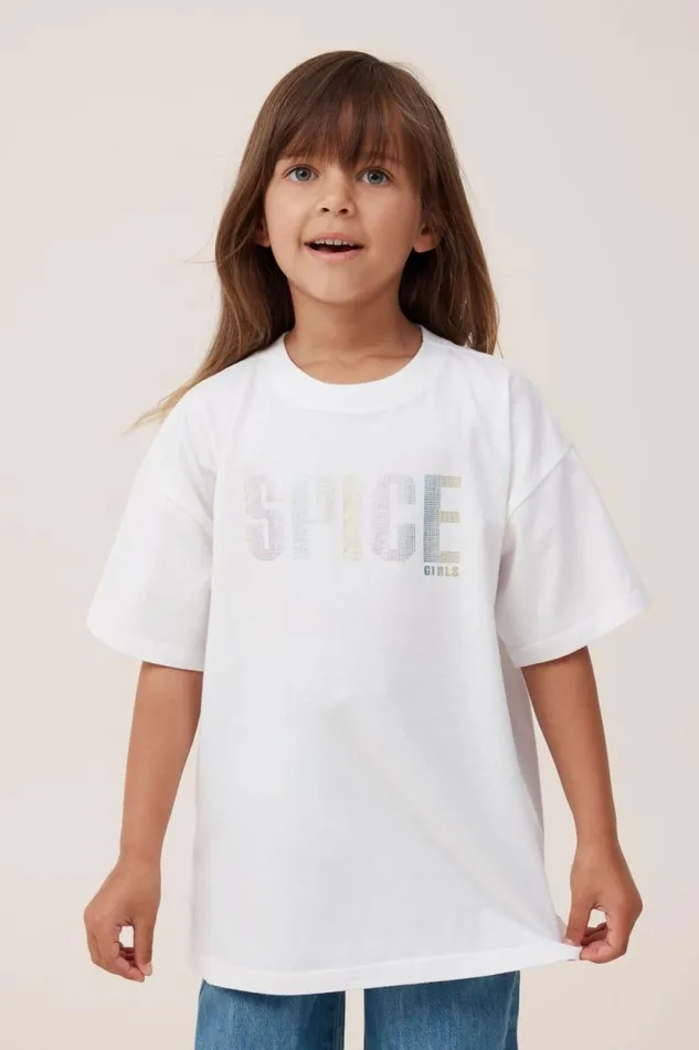 License Drop Shoulder Short Sleeve Tee Lcn Bra Spice Girlswhite Girls Cotton On Tops and TShirts