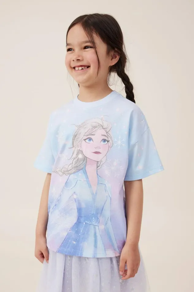 License Drop Shoulder Short Sleeve Tee Lcn Dis Elsamorning Blue Girls Cotton On Tops and TShirts