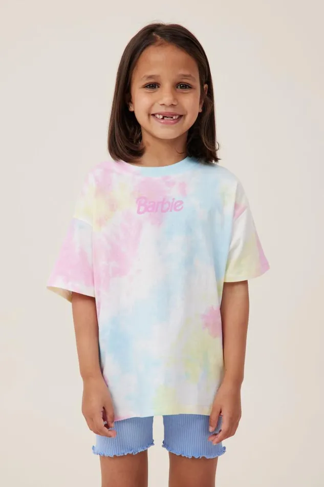 License Drop Shoulder Short Sleeve Tee Lcn Mat Barbie Logopastel Tie Dye Girls Cotton On Tops and TShirts