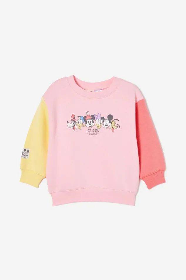 License Dusty Fleece Crew Neck Lcn Dis Mickey Better Togetherblush Pink Girls Cotton On Sweatshirts and Sweatpants