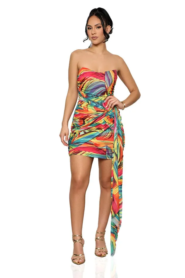 Lilly039s Kloset Dresses Women Rainbow Swirl Mesh Mini Dress Pink MultiFINAL SALE