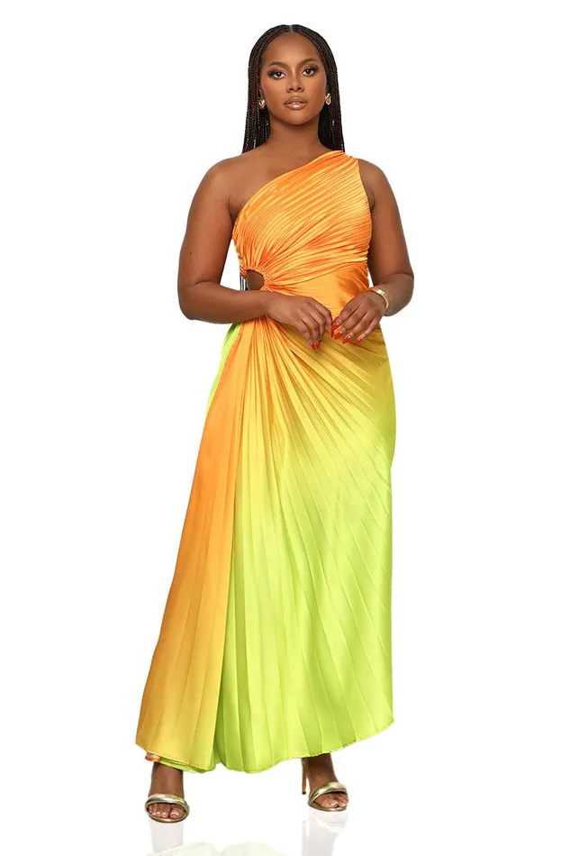 Lilly039s Kloset Dresses Women Tangerine Burst One Shoulder Dress Orange Multi FINAL SALE Lilly039s Kloset Dresses Women Tangerine Burst One Shoulder Dress Orange Multi FINAL SALE