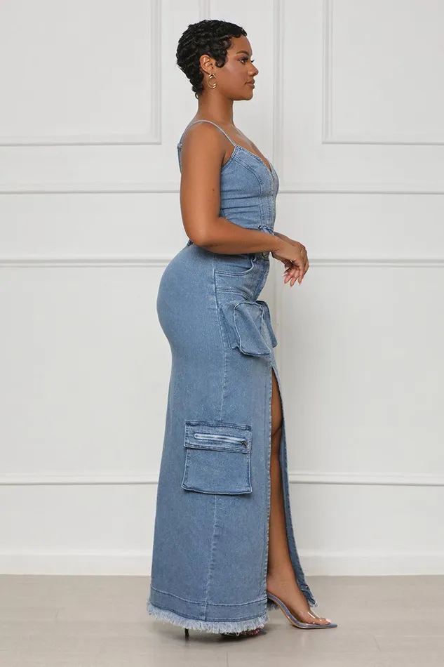 Lilly039s Kloset Sets Women Denim Oasis Cargo Skirt Set FINAL SALE