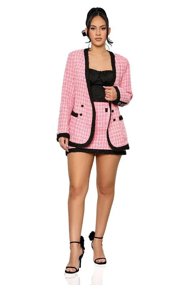Lilly039s Kloset Sets Women Shes Chic Tweed Blazer Skirt Set Pink Multi FINAL SALE Lilly039s Kloset Sets Women Shes Chic Tweed Blazer Skirt Set Pink Multi FINAL SALE