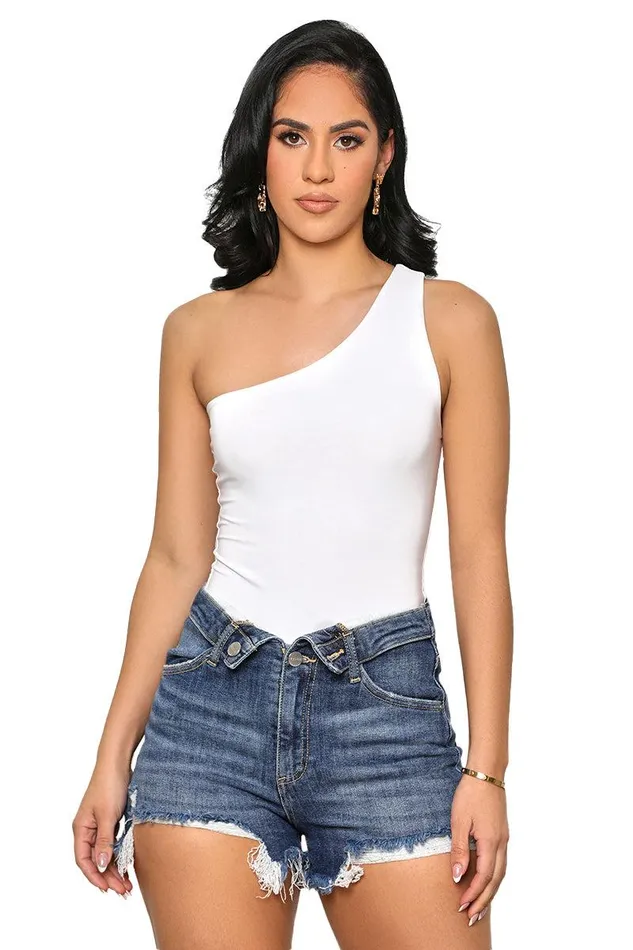 Lilly039s Kloset Tops Women Keep It Smooth One Shoulder Bodysuit WhiteFINAL SALE Lilly039s Kloset Tops Women Keep It Smooth One Shoulder Bodysuit WhiteFINAL SALE