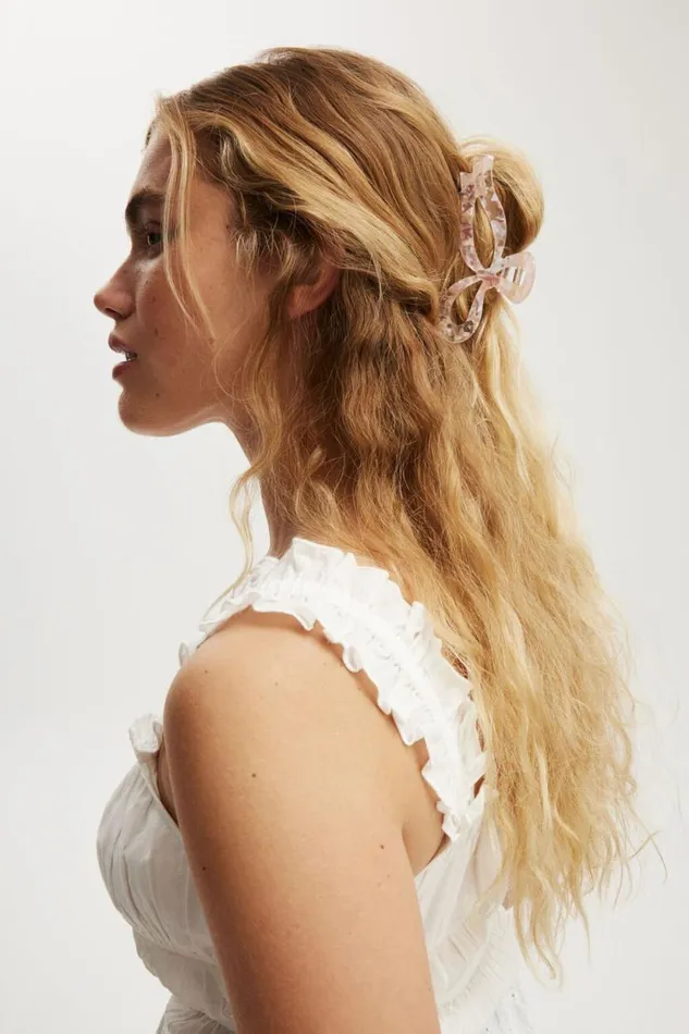 Lily Hair Claw Pink Marble Bow Women Cotton On Hair Accessories