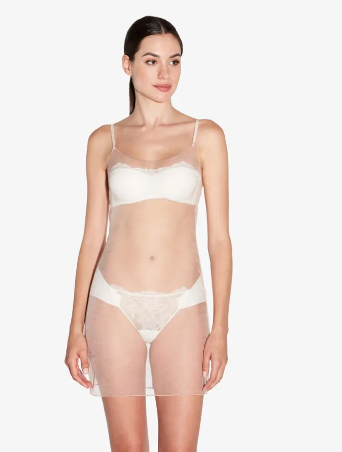 Limited Edition Short Slip In Rose Beige Mesh Sleepwear La Perla Slips and Dresses