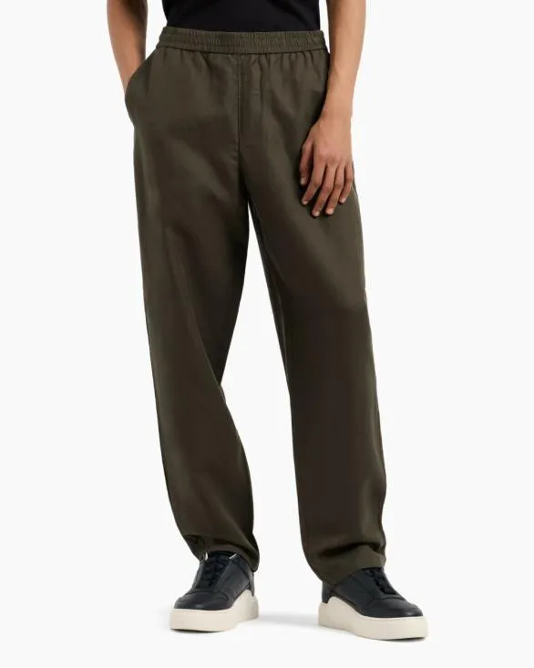 Linen And Lyocell Chino Trousers Green Men Armani Matching Sets Linen And Lyocell Chino Trousers Green Men Armani Matching Sets