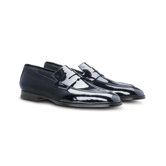 Loafers Men Moreschi Blue Patent Leather Loafer