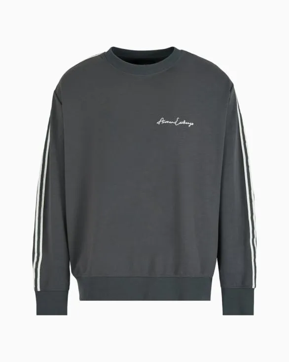 Logo Signature Crewneck Sweatshirt Green Men Armani Matching Sets