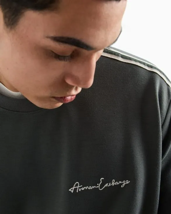 Logo Signature Crewneck Sweatshirt Green Men Armani Matching Sets Logo Signature Crewneck Sweatshirt Green Men Armani Matching Sets