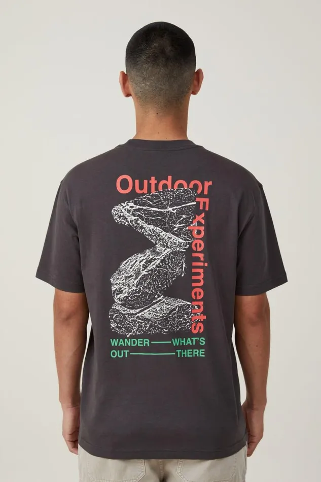 Loose Fit Art TShirt Faded Slateoutdoor Experiments Men Cotton On Tees and Tanks