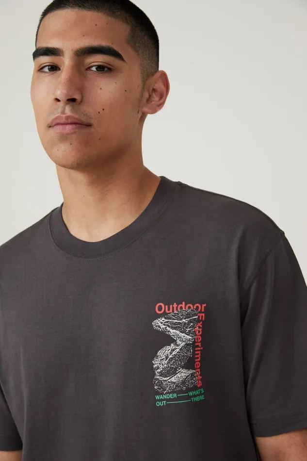 Loose Fit Art TShirt Faded Slateoutdoor Experiments Men Cotton On Tees and Tanks