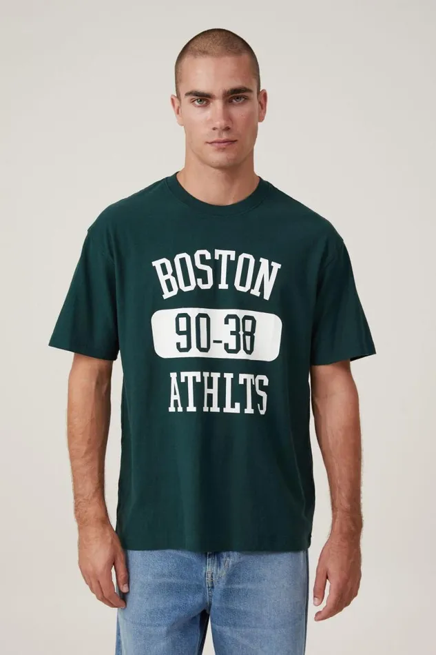 Loose Fit College TShirt Pineneedle Green Boston Ath Men Cotton On Tees and Tanks Loose Fit College TShirt Pineneedle Green Boston Ath Men Cotton On Tees and Tanks