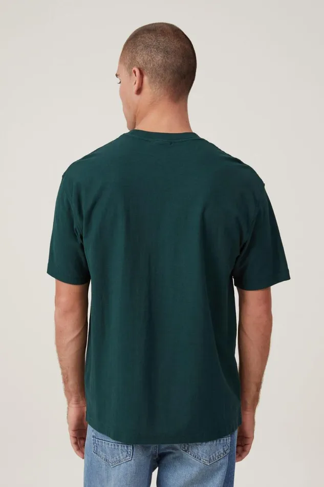 Loose Fit College TShirt Pineneedle Green Boston Ath Men Cotton On Tees and Tanks