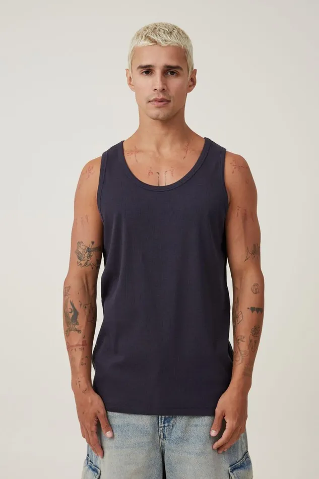 Loose Fit Rib Tank Ink Navy Men Cotton On Tees and Tanks
