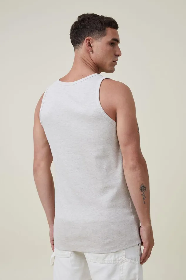 Loose Fit Rib Tank Oatmeal Marle Men Cotton On Tees and Tanks Loose Fit Rib Tank Oatmeal Marle Men Cotton On Tees and Tanks