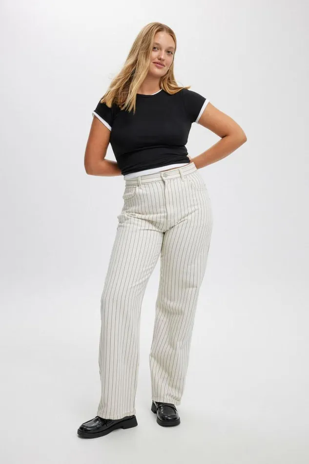 Loose Straight Jean Portsea Stripe Women Cotton On Pants