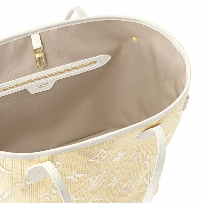 Louis Vuitton Neverfull Bag Louis Vuitton M22839 Neverfull MM Lotus Cotton White Beige 8211 Louis Vuitton Handbag Store 8211 Women